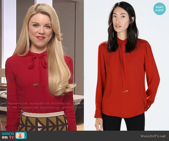 Zara Red Bowed Blouse worn by Lauren (Bailey Buntain) on Faking It