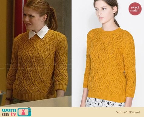 Zara Cable Knit Sweater in Yellow worn by Genevieve Angelson on House of Lies