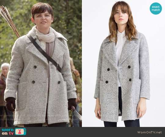 Zara Crossover Wool Coat worn by Mary Margaret (Ginnifer Goodwin) on Once Upon A Time