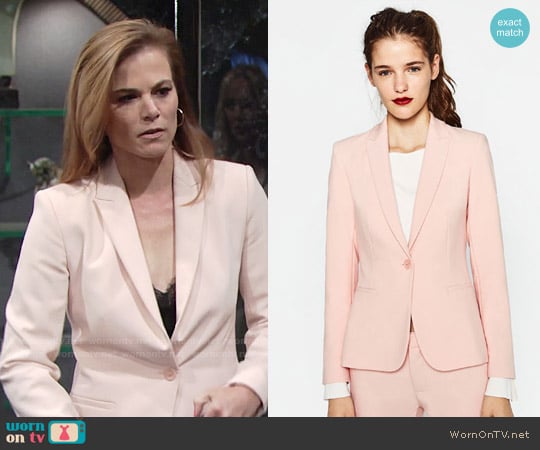 Zara Double Crepe Blazer worn by Phyllis Newman (Gina Tognoni) on The Young and the Restless