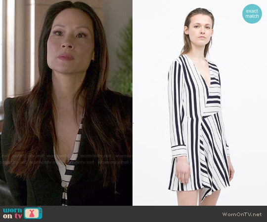 Alice + Olivia Dress with Seamed Skirt worn by Joan Watson (Lucy Liu) on Elementary