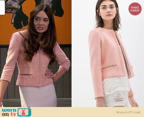 Zara Fabric Jacket with Zip worn by Mallory Jansen on Young & Hungry