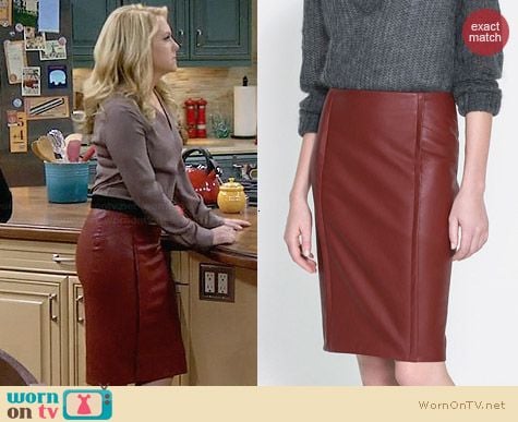 Zara Faux Leather Skirt worn by Melissa Joan Hart on Melissa & Joey