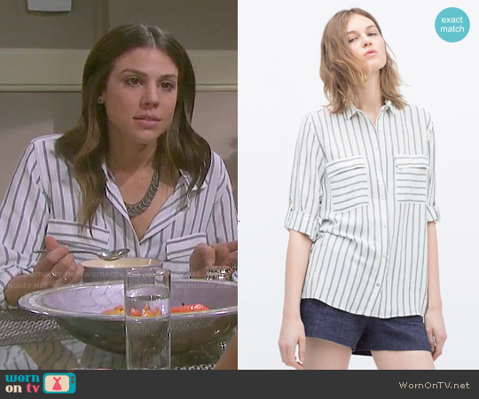 Zara Flap Pockets Striped Shirt worn by Abigail Deveraux (Kate Mansi) on Days of our Lives