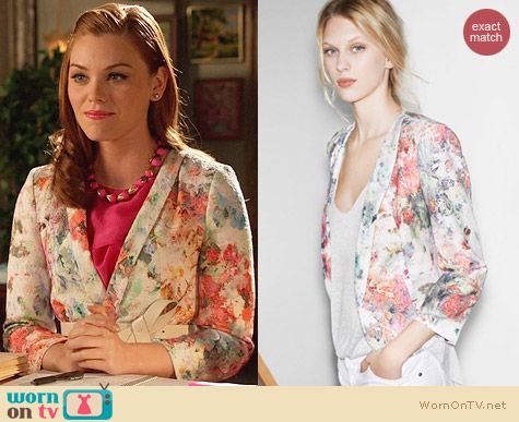 Zara Floral Blazer worn by Kaitlyn Black on Hart of Dixie