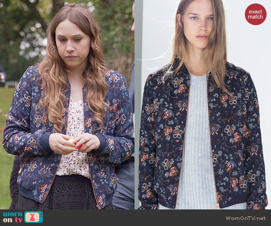 Zara Floral Bomber Jacket worn by Catherine Meyer (Sarah Sutherland) on Veep