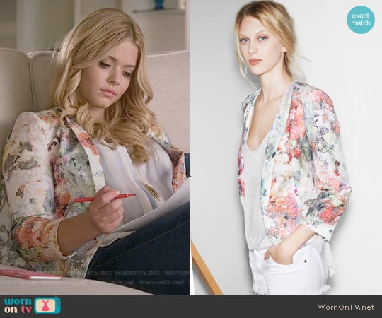 Zara Floral Blazer worn by Alison DiLaurentis (Sasha Pieterse) on Pretty Little Liars