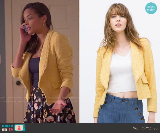 Zara Frayed Short Blazer worn by April Malloy (Rochelle Aytes) on Mistresses