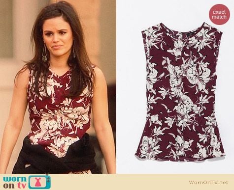 Zara Printed Top with Gathered Front worn by Rachel Bilson on Hart of Dixie