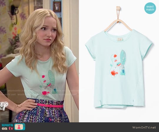 Zara Girls Shiny Hummingbird T-shirt worn by Liv Rooney (Dove Cameron) on Liv and Maddie