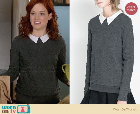 Zara Knitted Sweater with Peter Pan Collar worn by Jane Levy on Suburgatory