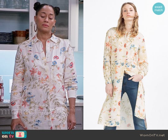 Zara Long Asymmetric Shirt worn by Rainbow Johnson (Tracee Ellis Ross) on Black-ish