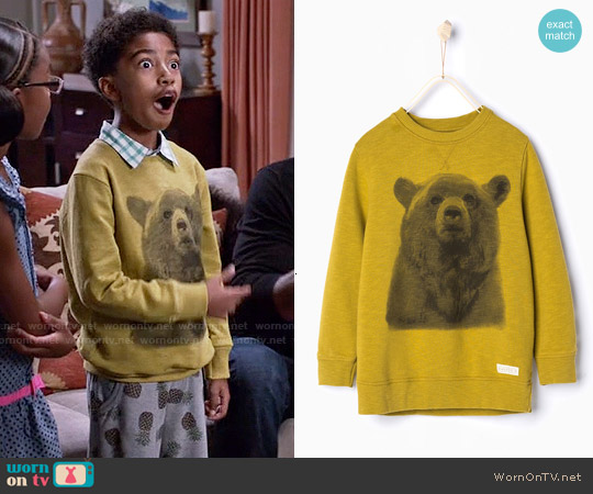 Zara Boys Long Bear Sweatshirt worn by Jack Johnson (Miles Brown) on Black-ish