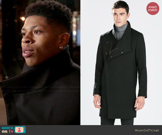 Zara Mens Black Funnel Neck Coat worn by Hakeem Lyon (Bryshere Y. Gray) on Empire