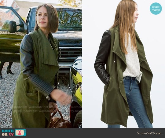 Zara Parka with Leather Sleeves worn by Thea Queen (Willa Holland) on Arrow