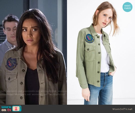 Zara Patch Overshirt worn by Emily Fields (Shay Mitchell) on Pretty Little Liars