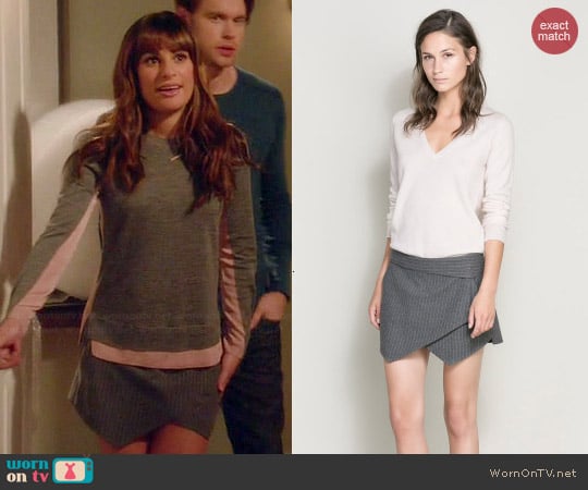 Zara Pinstripe Skort worn by Lea Michele on Glee