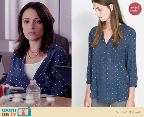 Zara Polka Dot Printed Blouse worn by Italia Ricci on Chasing Life