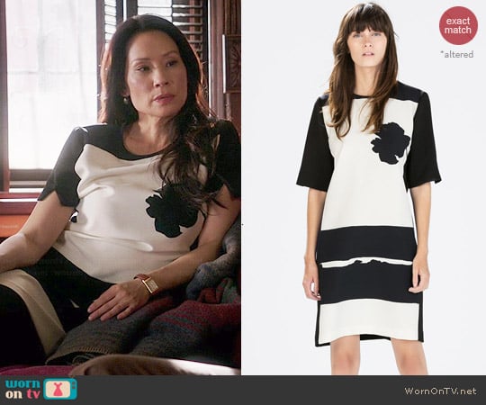 Zara Printed Dress worn by Joan Watson (Lucy Liu) on Elementary