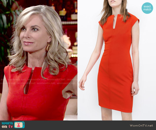 Zara Red Shift Dress worn by Ashley Abbott (Eileen Davidson) on The Young and the Restless