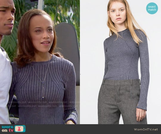 Zara Ribbed Sweater worn by Nicole Avant (Reign Edwards) on The Bold and the Beautiful