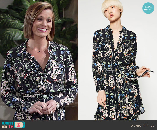 Zara Shirt Style Printed Tunic worn by Chelsea Lawson (Melissa Claire Egan) on The Young and the Restless