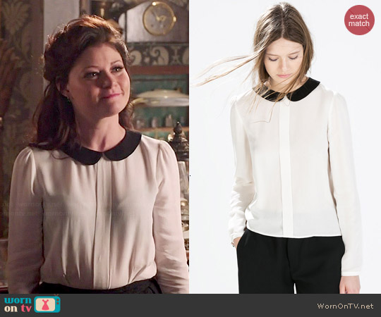 Zara Shirt with Contrasting Collar worn by Belle (Emilie de Ravin) on Once Upon A Time