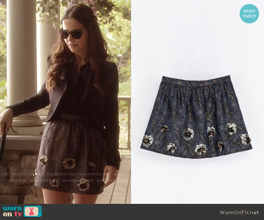 Zara  Short Jacquard Skirt worn by Jenna Marshall (Tammin Sursok) on Pretty Little Liars