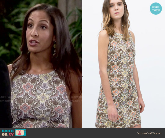 Zara Sleeveless Jacquard Dress worn by Lily Winters (Christel Khalil) on The Young and the Restless