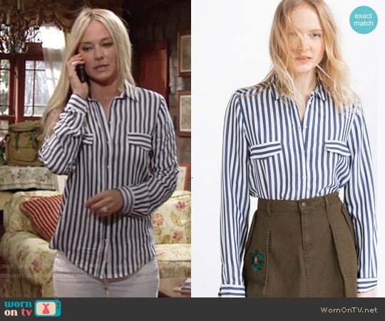 Zara Striped Blouse worn by Sharon Newman (Sharon Case) on The Young and the Restless