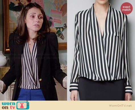 Zara Striped Wrap Blouse worn by Italia Ricci on Chasing Life