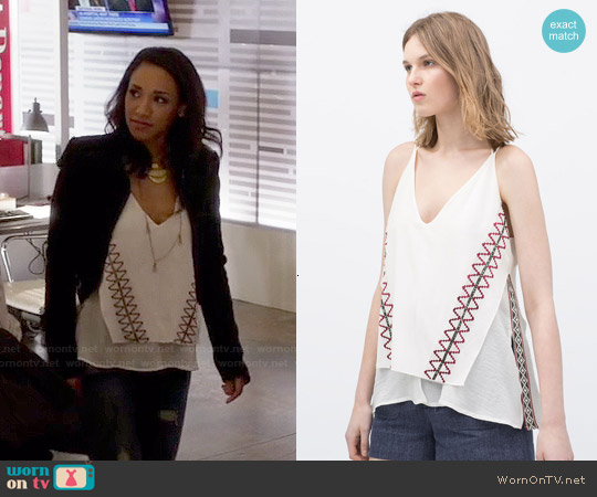 Tank Top with Ethnic Embroidery worn by Iris West (Candice Patton) on The Flash