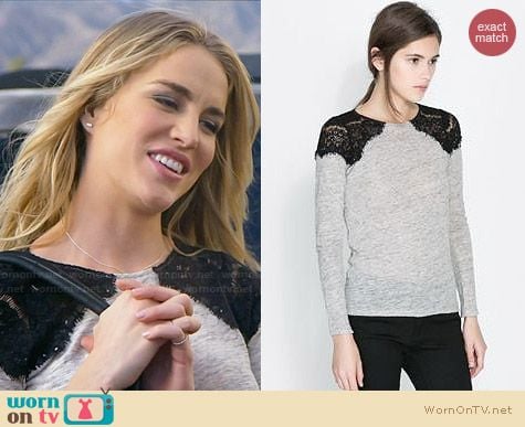 Zara Tshirt with Lace Shoulders worn by Elizabeth Whitson on Awkward