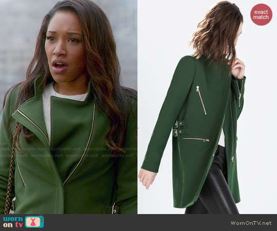 Zara Zip Buckle Coat worn by Iris West (Candice Patton) on The Flash