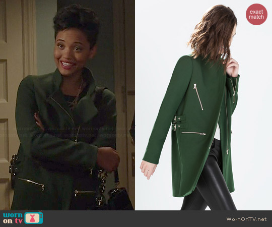 Zara Zip Buckle Coat worn by Kiersey Clemons on Eye Candy