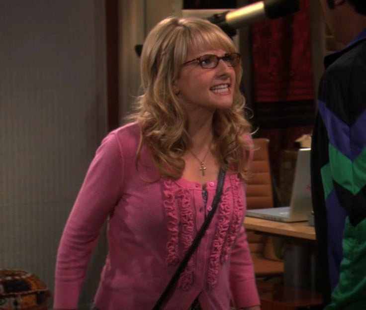 Bernadettes pink ruffle cardigan on The Big Bang Theory