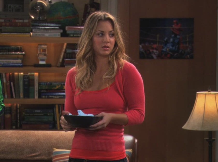 Penny's red bolero top on The Big Bang Theory