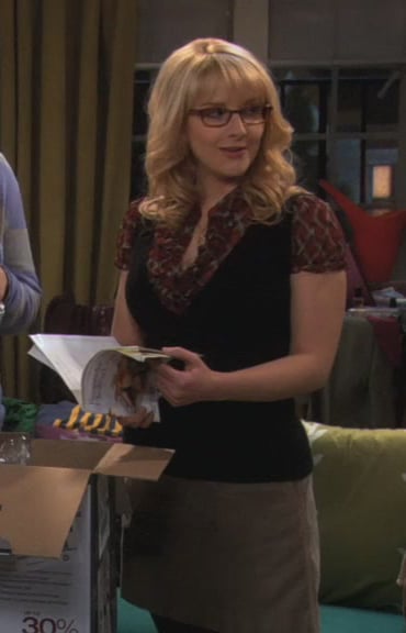 Bernadette's plaid ruffle shirt with black vest on The Big Bang Theory