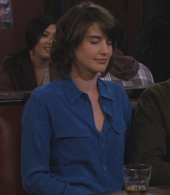 Robin's cobalt blue button up blouse