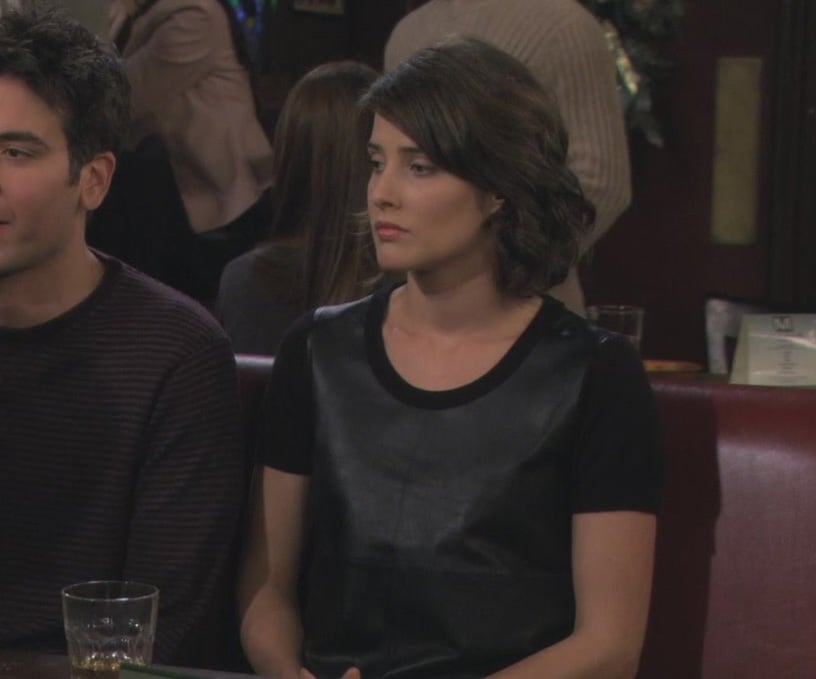 Robin's black leather style dress on How I met your mother