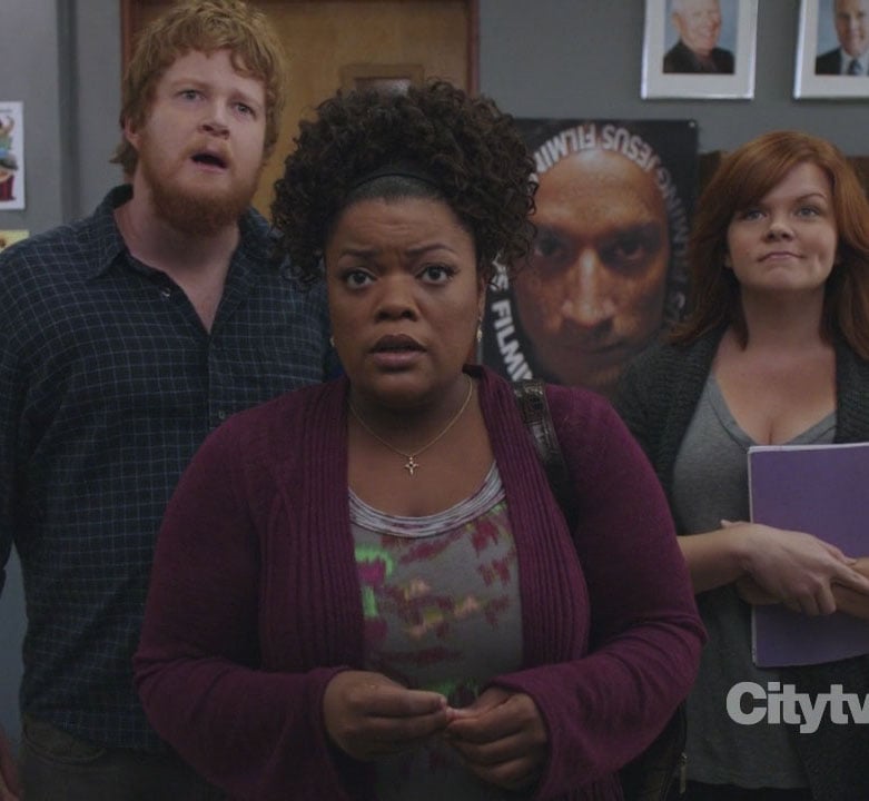 Shirley's purple knit cardigan on Community