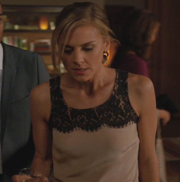 Jane's nude and black lace top on Happy Endings