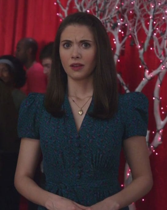 Annie's blue floral puff sleeve dress on Community