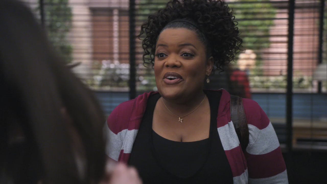 Shirley's red and white striped open cardigan on Community
