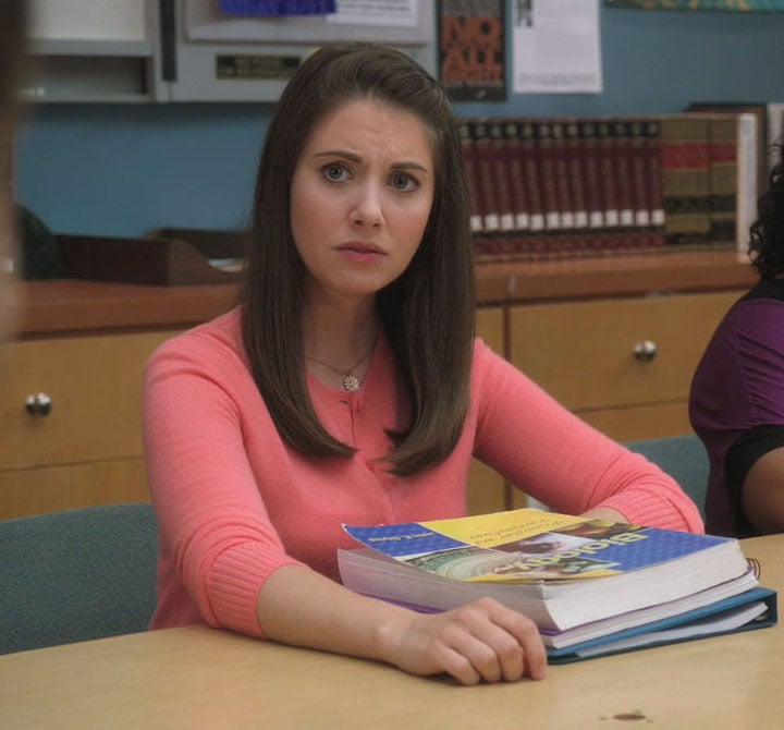 Annie's bright pink cardigan on Community