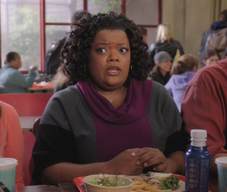 Shirley's purple and grey cowlneck sweater on Community