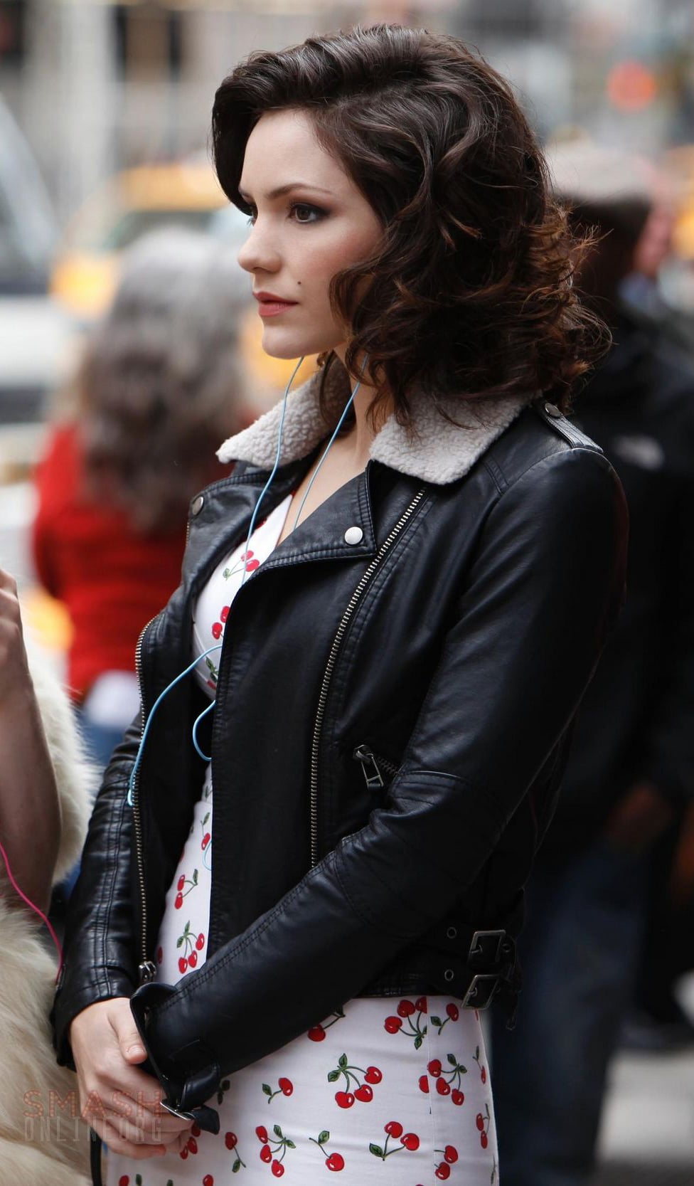 Karen's black leather jacket from Smash