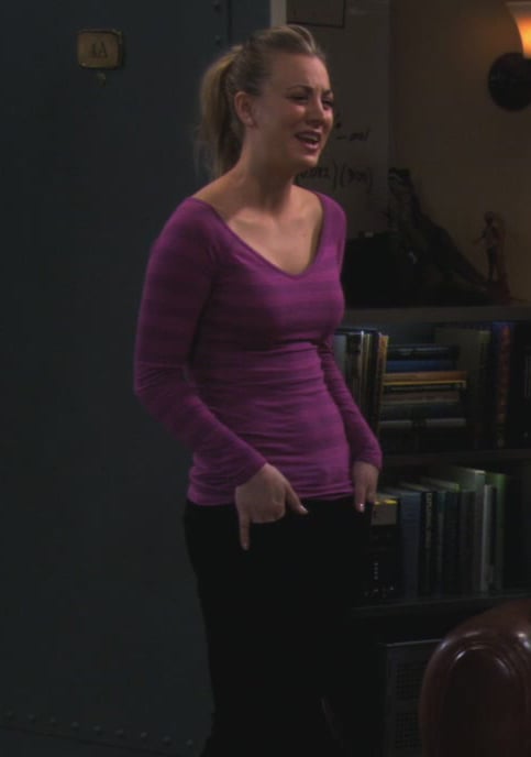 Penny's purple striped longsleeve tee on The Big Bang Theory