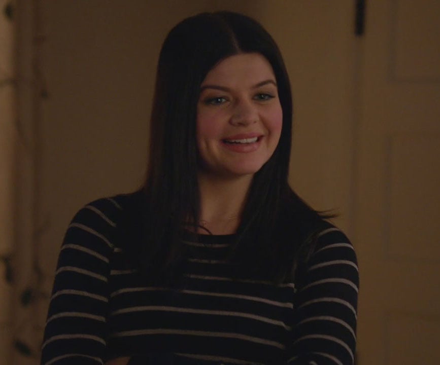 Penny's black striped sweater on Happy Endings
