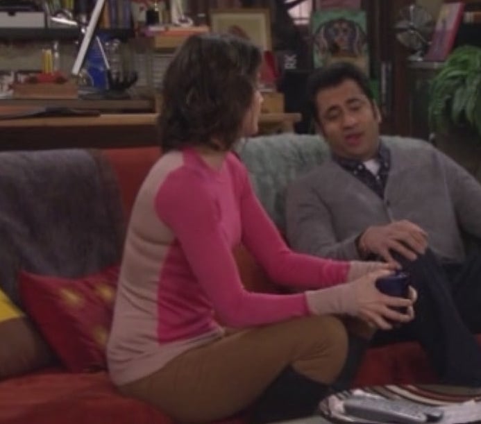 Robin's pink sweater with cream back on How I Met Your Mother